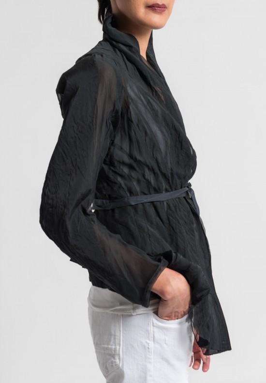 Marc Le Bihan Sheer Silk Tailored Jacket in Black	