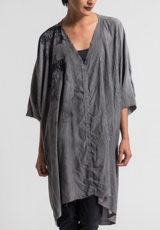 Jaga/Duuya Silk Hand Painted Relaxed Dress in Grey	