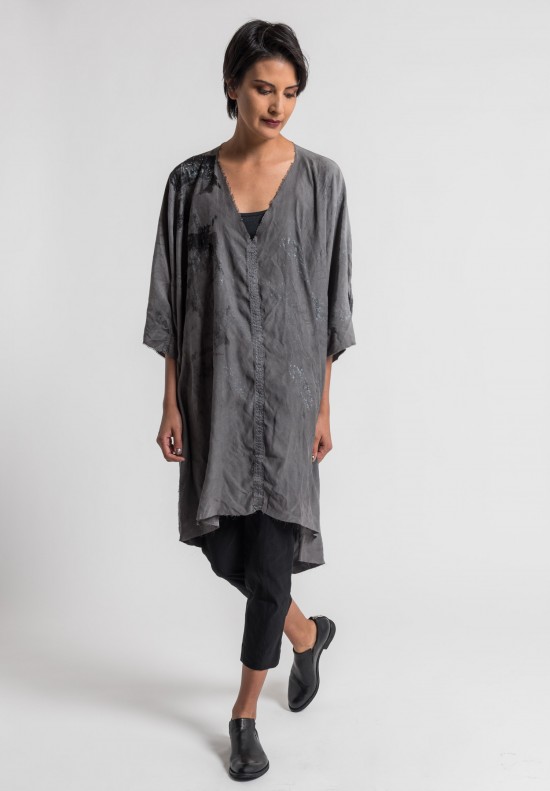 Jaga/Duuya Silk Hand Painted Relaxed Dress in Grey	