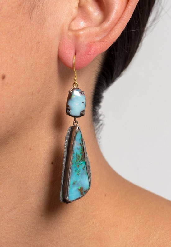 Margery Hirschey Silver, 22K, & Boulder Opal Earrings	