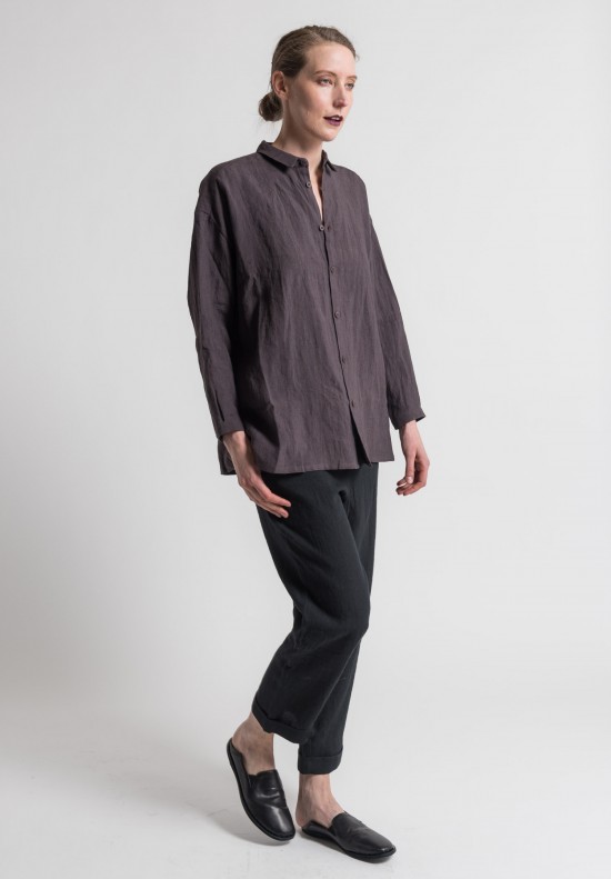 Toogood Ramie/Linen Long Draughtsman Shirt in Slate	