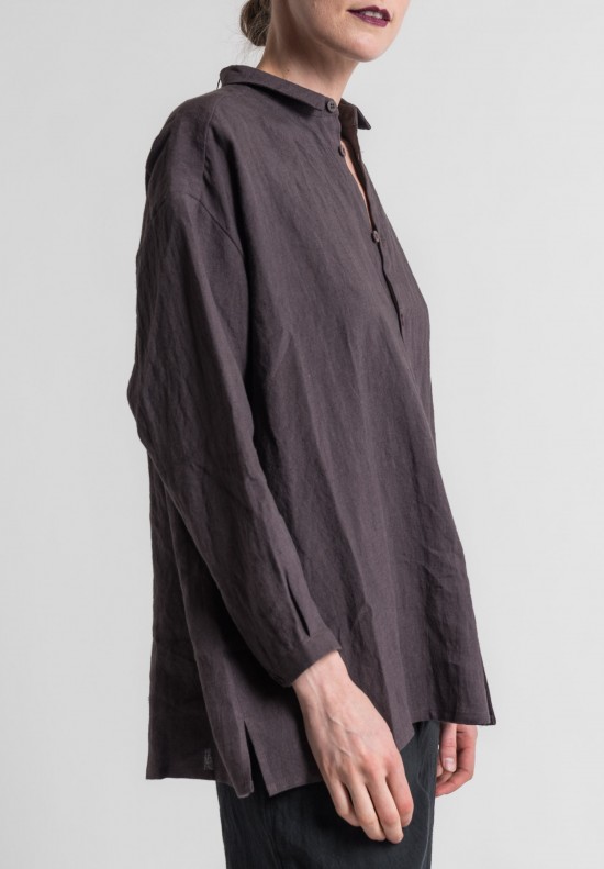Toogood Ramie/Linen Long Draughtsman Shirt in Slate	