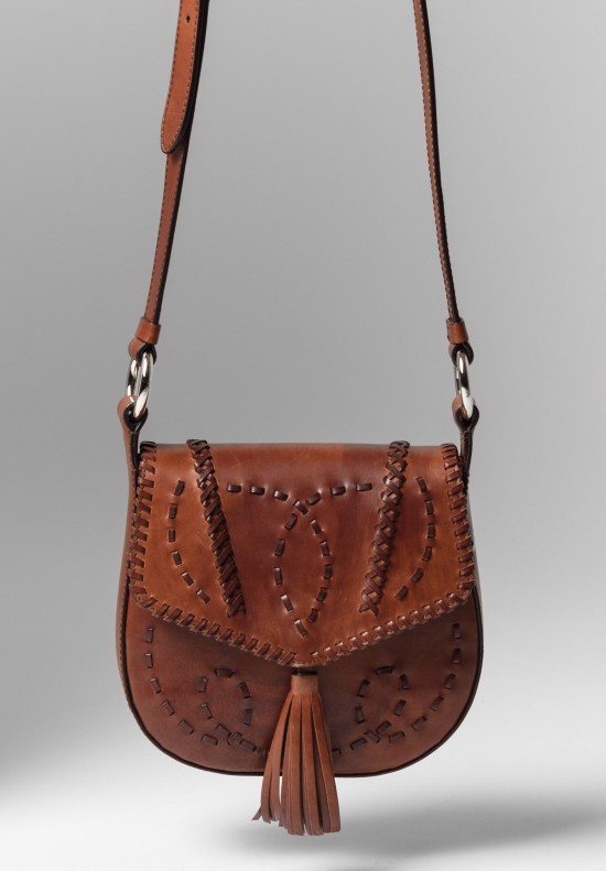 Alberta Ferretti Leather Saddle Bag in Light Brown	