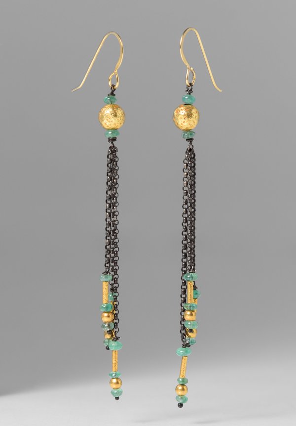 Greig Porter Emerald & 18K Gold Dangle Earrings	