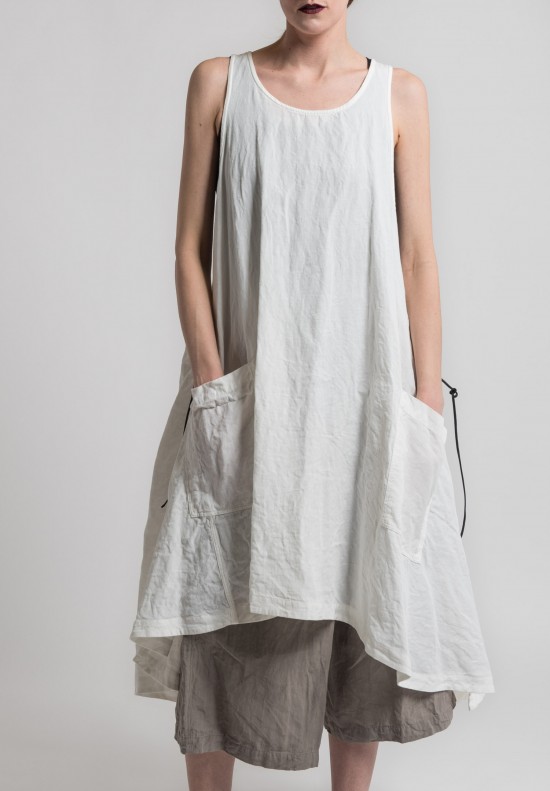 Rundholz Linen Oversized Sleeveless Dress in Milk	