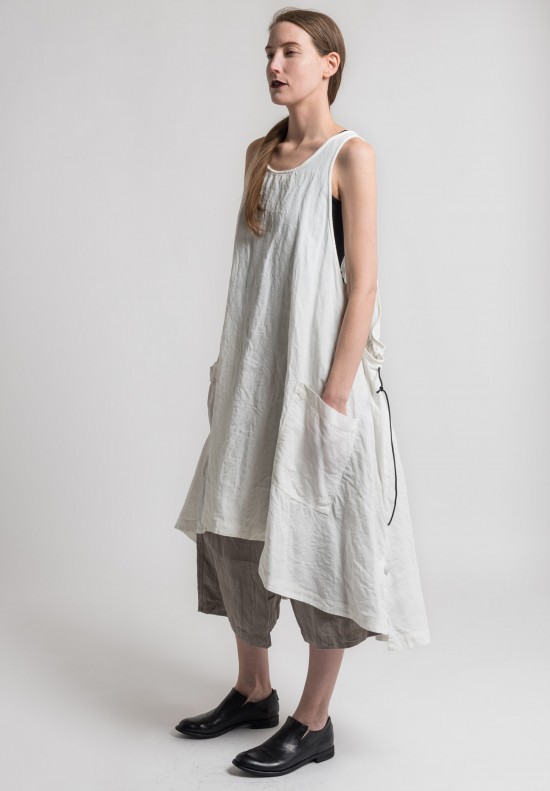Rundholz Linen Oversized Sleeveless Dress in Milk	