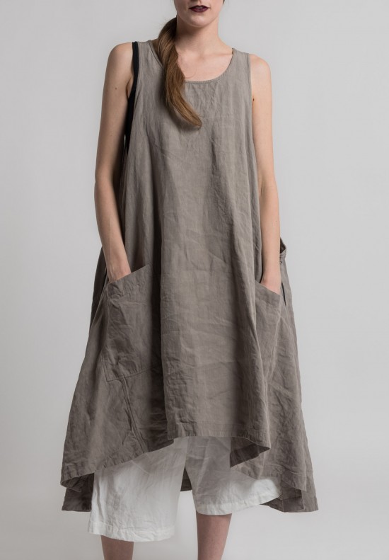 Rundholz Linen Oversized Sleeveless Dress in Desert	