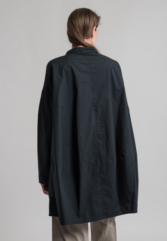 Rundholz Cotton Oversize Cocoon Shirt in Black	