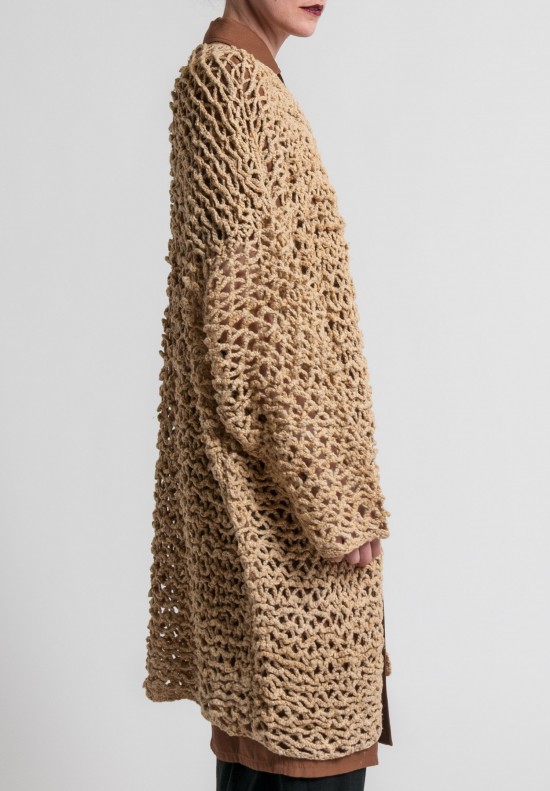 Ralph Lauren Silk Crocheted Cardigan in Rope	