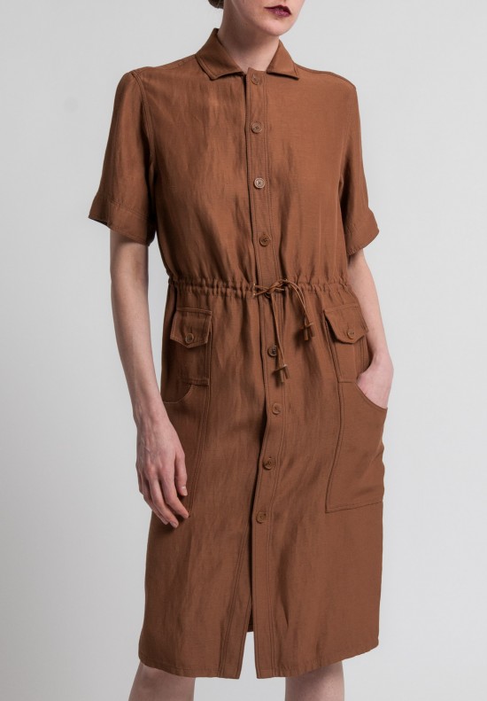Ralph Lauren Short Sleeve Tilden Shirt Dress in Tobacco	