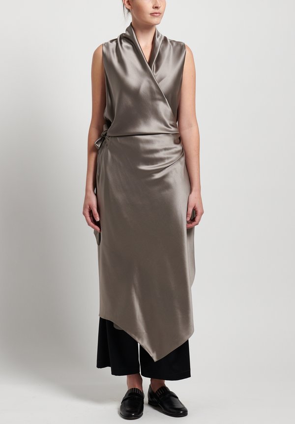 Peter Cohen 2-Layer Silk Victor Dress in Pewter