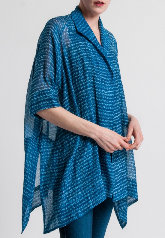 Raga Designs Shibori Cotton/Silk Faria Jacket in Blue