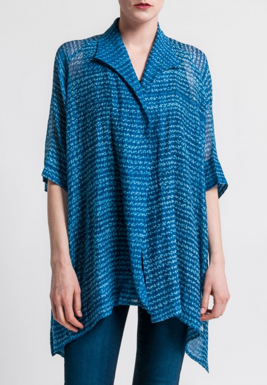 Raga Designs Shibori Cotton/Silk Faria Jacket in Blue