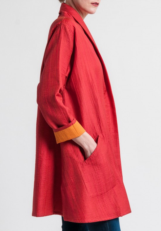 	Raga Designs Shibori Silk Dechen Jacket in Red