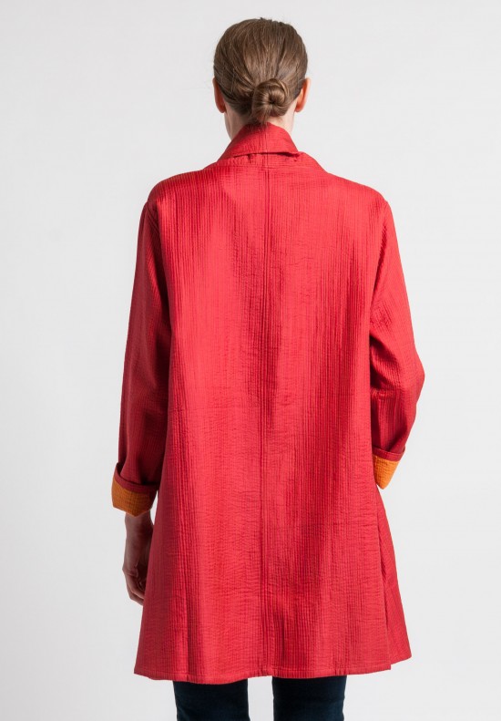 	Raga Designs Shibori Silk Dechen Jacket in Red