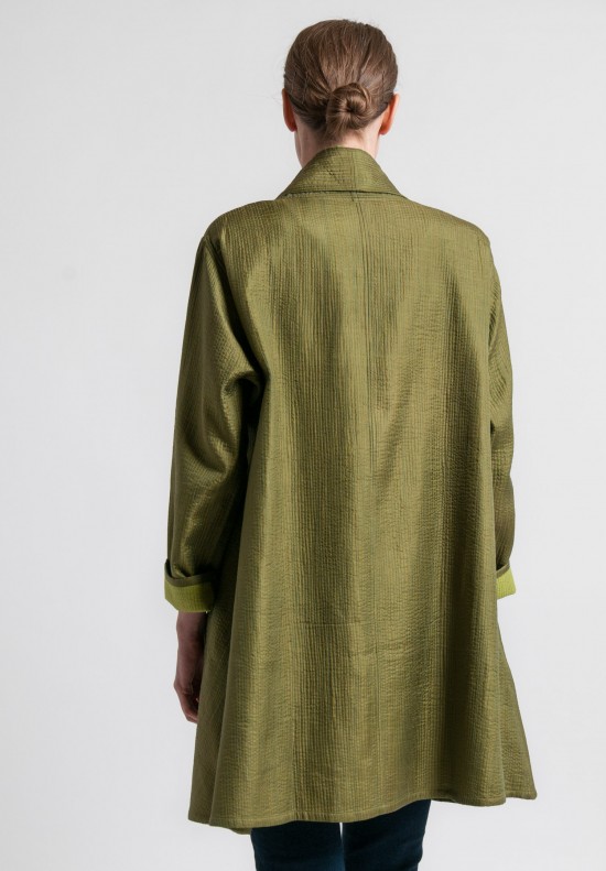 	Raga Designs Shibori Silk Dechen Jacket in Green