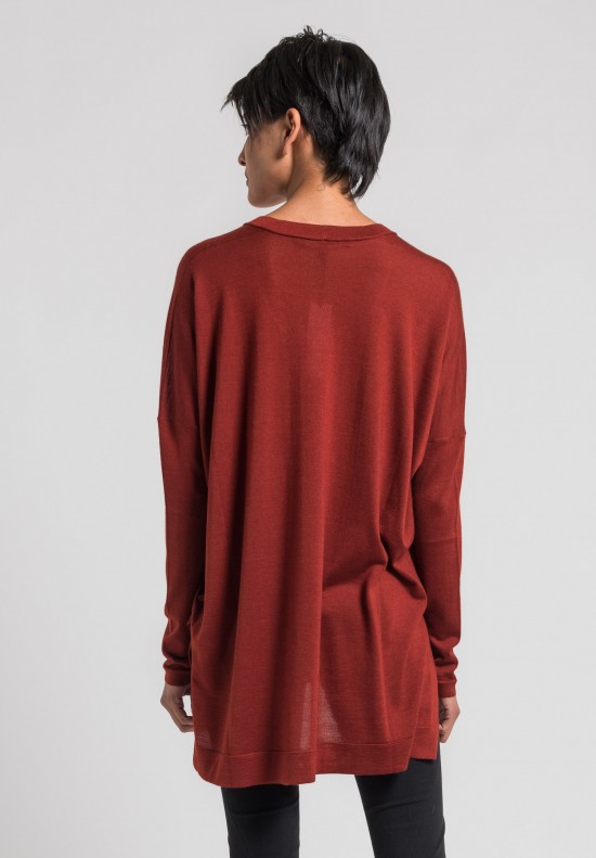 Urban Zen Cashmere/Silk Oversized Sweater in Brick Red	
