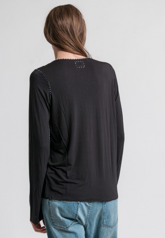 Made On Grand Modal Hand Stitched Top in Black	