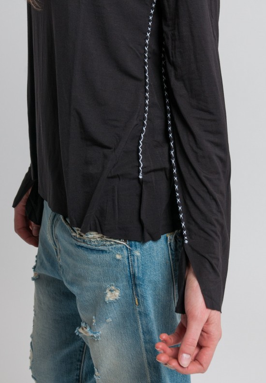 Made On Grand Modal Hand Stitched Top in Black	