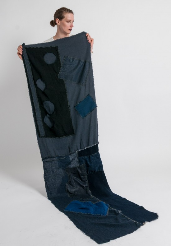 Kloshar Mixed Fabric Limited Edition Shawl in Blue/Grey	