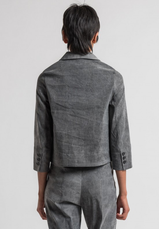 	Peter O. Mahler Cold Dyed Stretch Linen Short Jacket in Grey