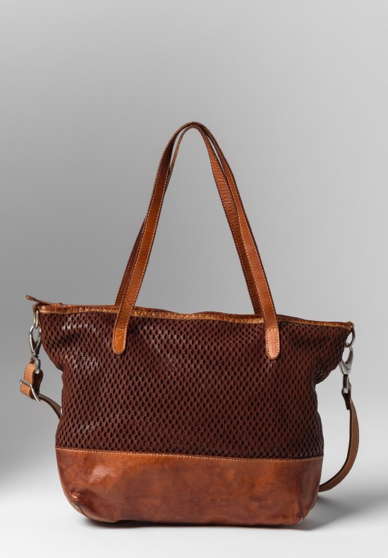 Vive La Difference Perforated Leather Ghita Tote in Sand Gold	