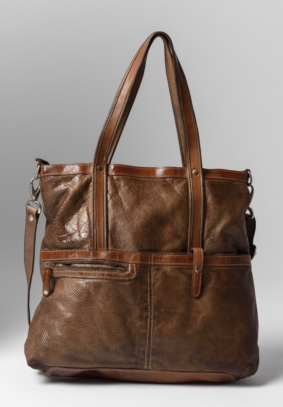 Vive La Difference Leather Focus Tote in Moka Brown	