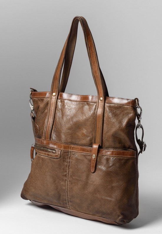 Vive La Difference Leather Focus Tote in Moka Brown	