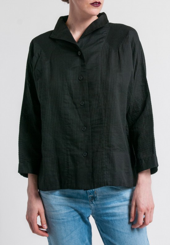 Issey Miyake Double Gauze Cotton Shirt in Black	
