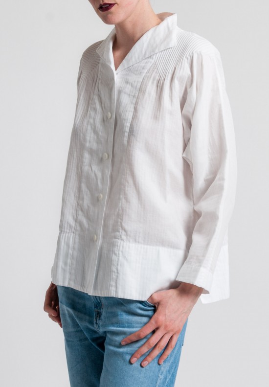 Issey Miyake Double Gauze Cotton Shirt in White	