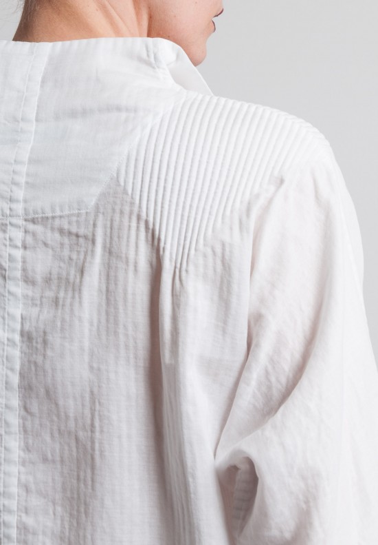Issey Miyake Double Gauze Cotton Shirt in White	