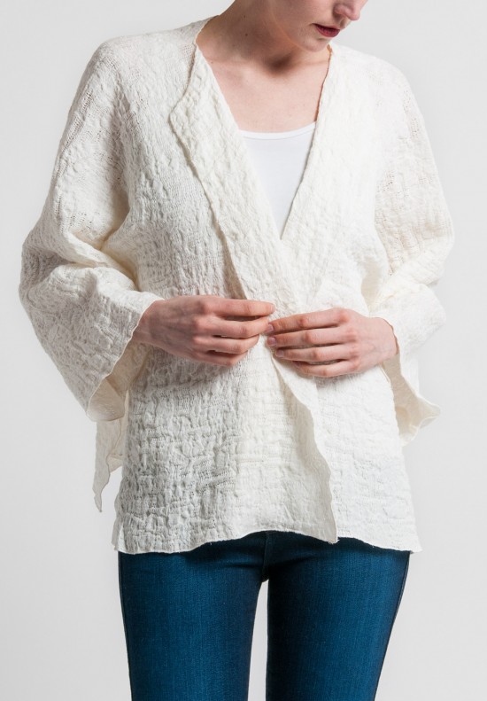 Shi Linen Jacquard Short Jacket in White	