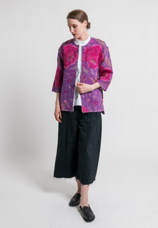 By Walid Antique Silk Piano Shawl Reshma Jacket in Purple	