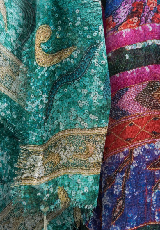 Pierre-Louis Mascia Modal/Linen Rieti Sequin & Beading Print Scarf in Multicolor	