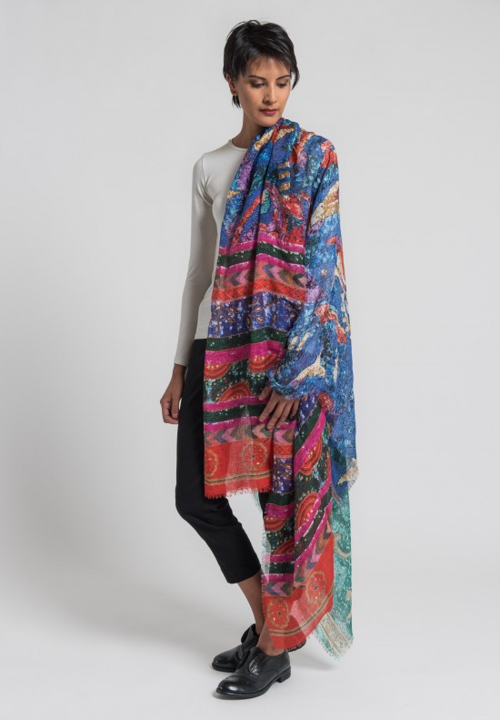 Pierre-Louis Mascia Modal/Linen Rieti Sequin & Beading Print Scarf in Multicolor	