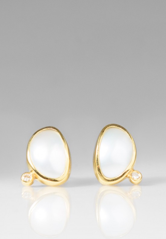 Margoni 18k, Pearl & Diamond Post Earrings	