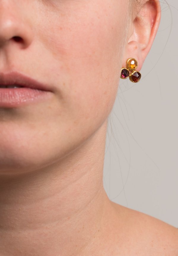 Margoni 18k, Mandarin & Rhodolite Garnet Post Earrings	