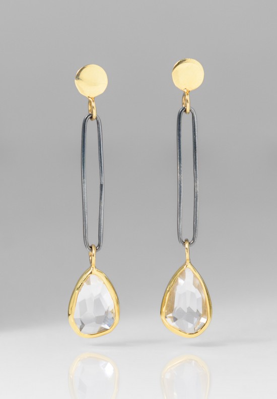 Margoni Long 18k, Silver, & Rock Crystal Earrings	
