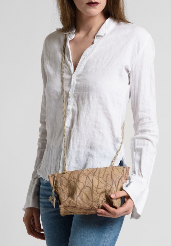 Susan Riedweg Embroidered Leather Cross Body Bag in Frosted Rose	