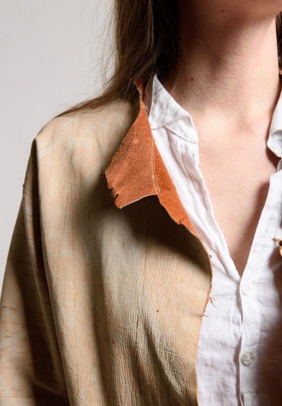 Susan Riedweg Leather Waistcoat Jacket in Birch	