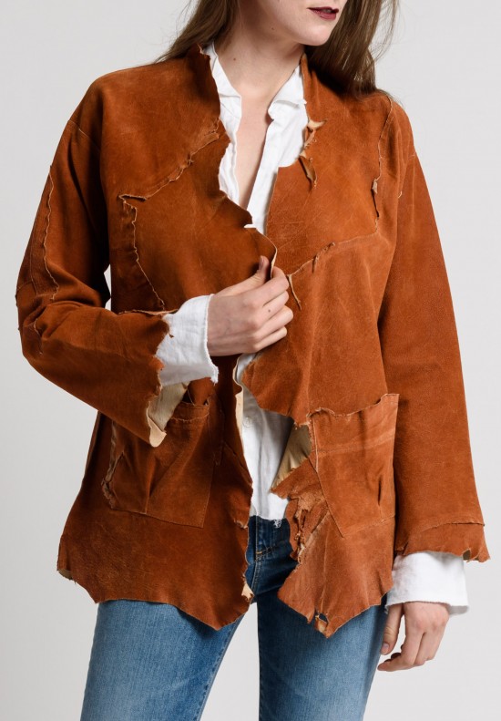 Susan Riedweg Leather Waistcoat Jacket in Rust	
