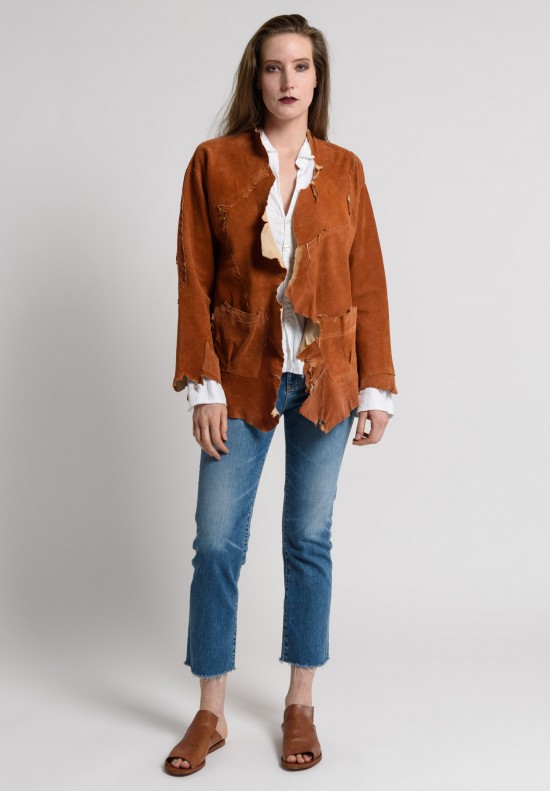 Susan Riedweg Leather Waistcoat Jacket in Rust	