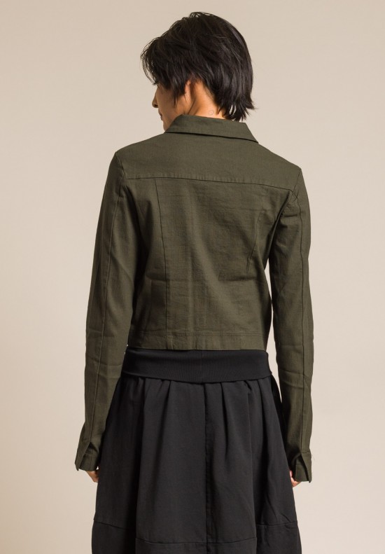 Rundholz Black Label Stretch Linen/Cotton Waist Jacket in Green