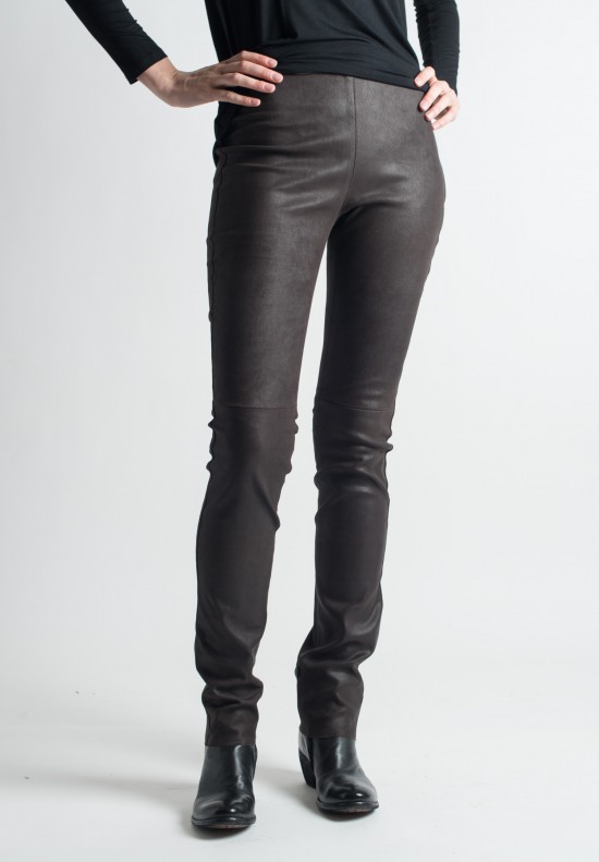 Ventcouvert Stretch Leather Leggings in Chocolate