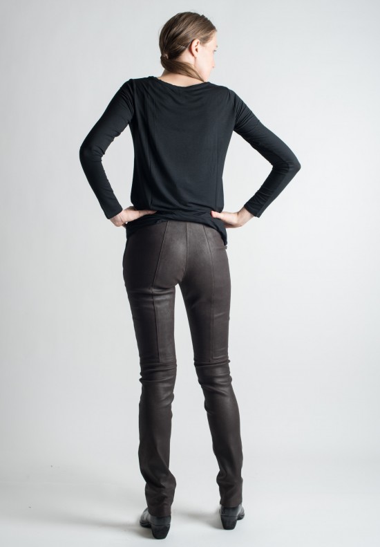 Ventcouvert Stretch Leather Leggings in Chocolate