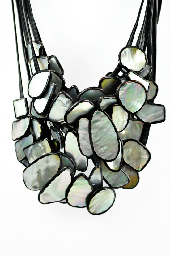 Monies Abalone and Leather Multi Strand Necklace