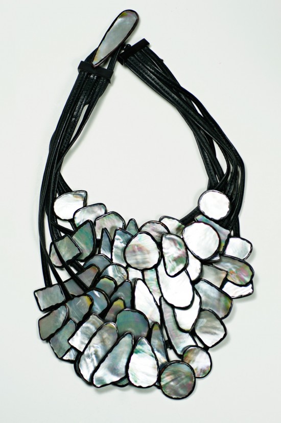 Monies Abalone and Leather Multi Strand Necklace