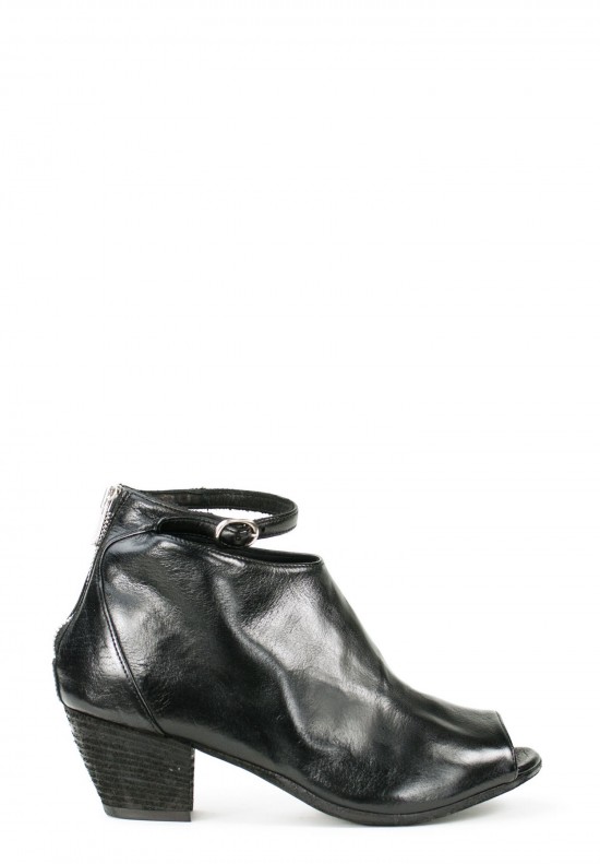 Officine Creative Open Toed Boot with Buckle at Ankle in Nero