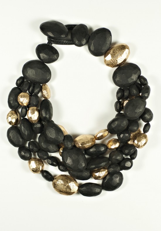 Monies 5 Strand Ebony Beaded Necklace