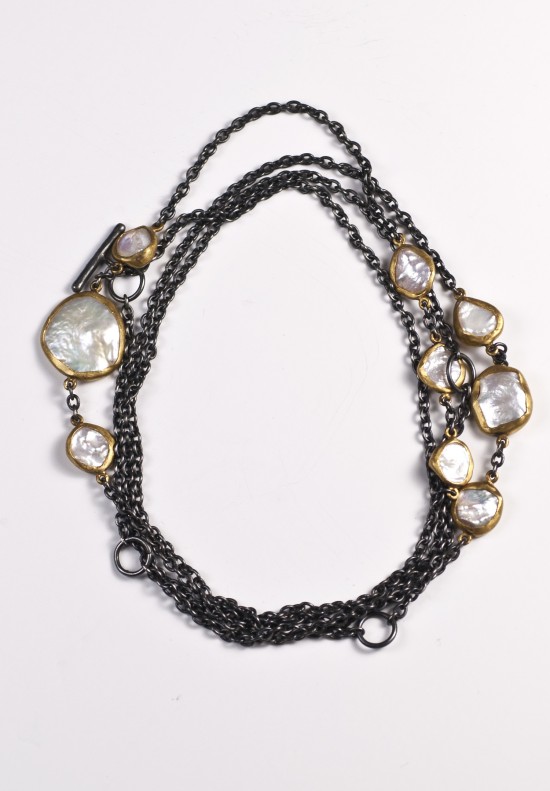 Lika Behar Keshi Pearl and 22k Gold Necklace